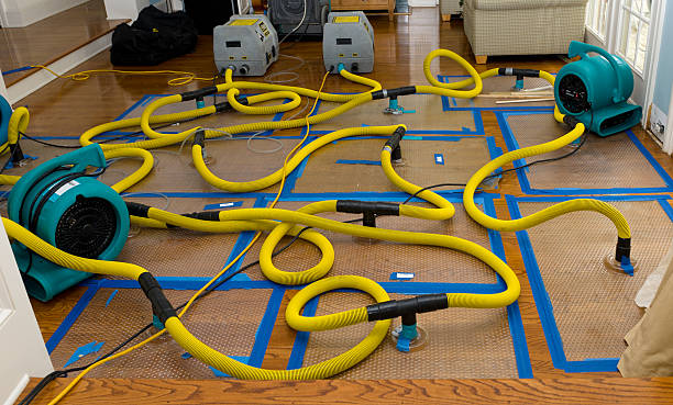 Professional Flood Damage Restoration technician working in Lowell, MI